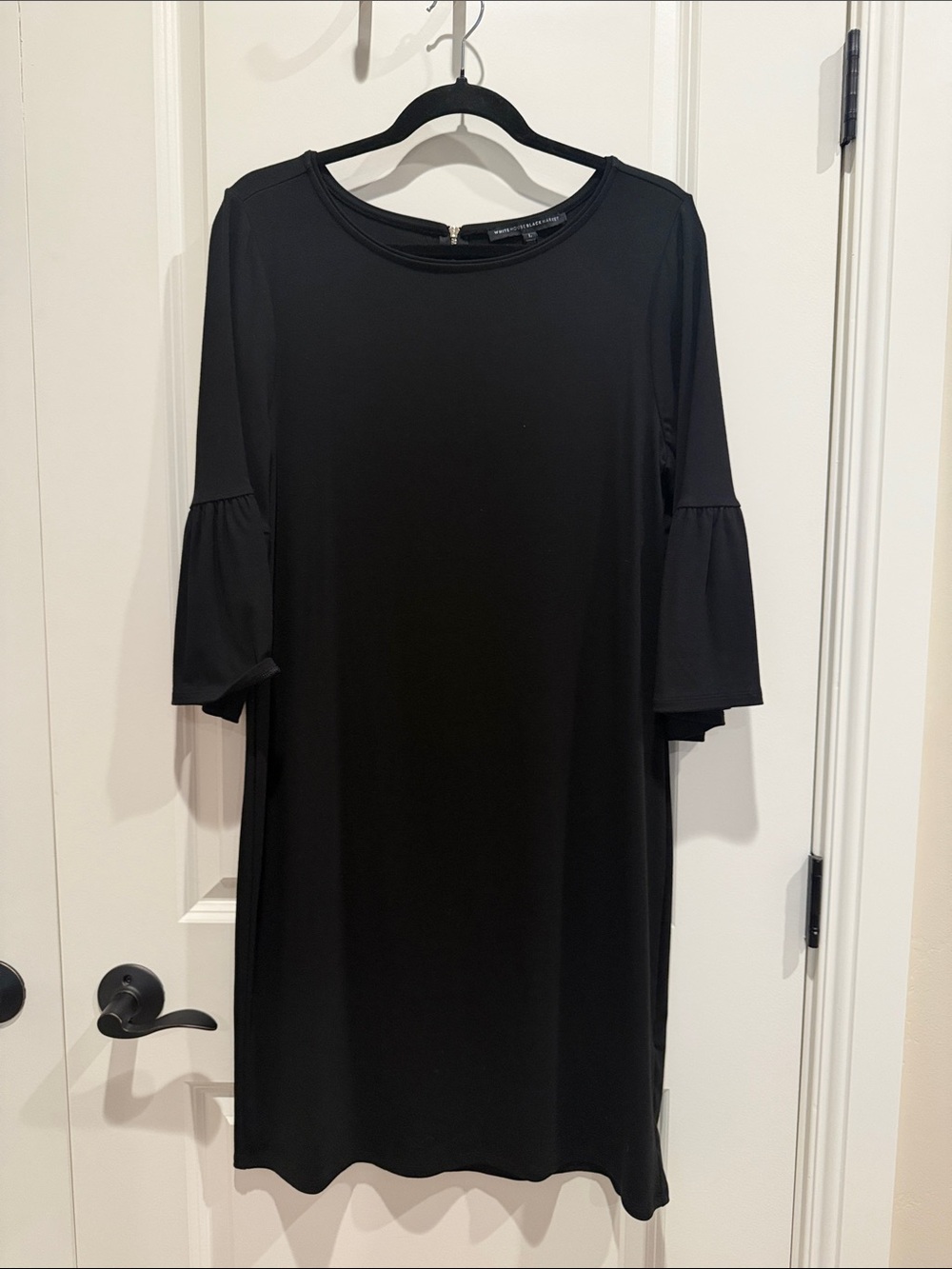 White House Black Market Black Midi Dress with Flared Elbow Sleeves